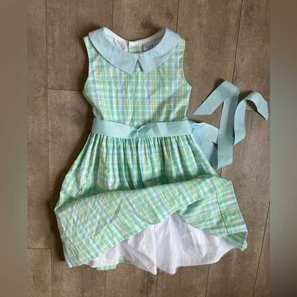 VTG Bailey Boys Girls Plaid Spring Sundress Boutique Size 6 Satin Sash - Picture 1 of 16